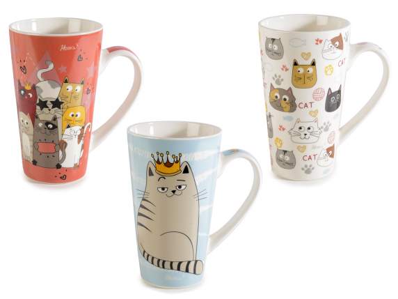 Tazza mug in porcellana con decoro  Funny Cats